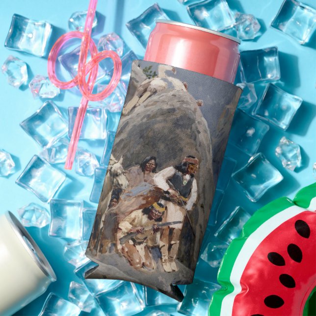 Native American Icons: Apache Warriors, US Cavalry Seltzer Can Cooler (In Situ Summer)