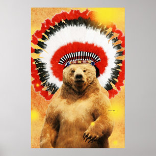 Native American Indian Bear! Poster