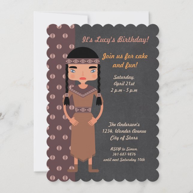 Native American Indian Birthday Party Invitation (Front)