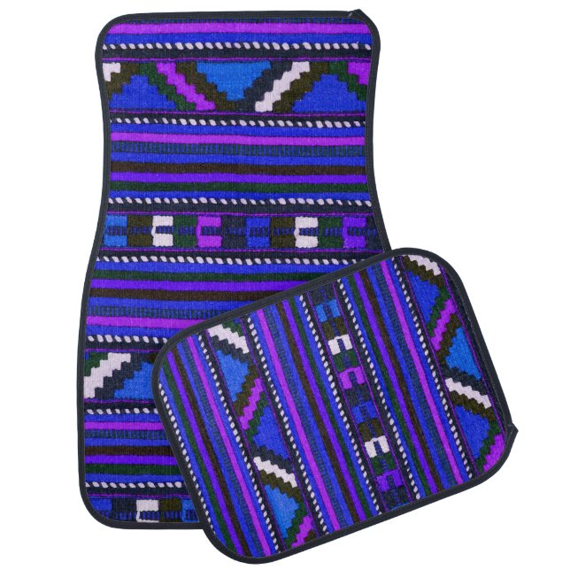 Native American Indian blue texture design Car Mat (Set)