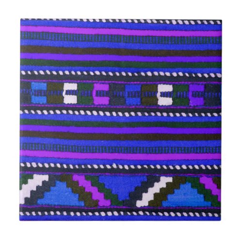 Native American Indian blue texture design Ceramic Tile