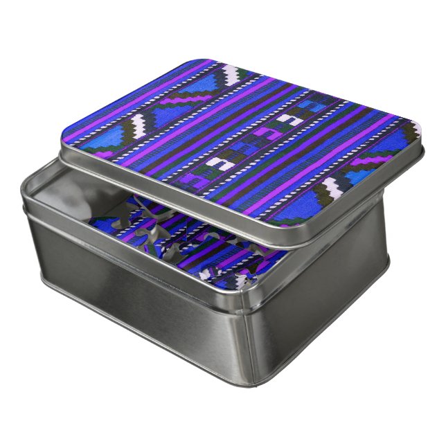 Native American Indian blue texture design Jigsaw Puzzle (Lid Open)