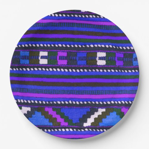 Native American Indian blue texture design Paper Plates