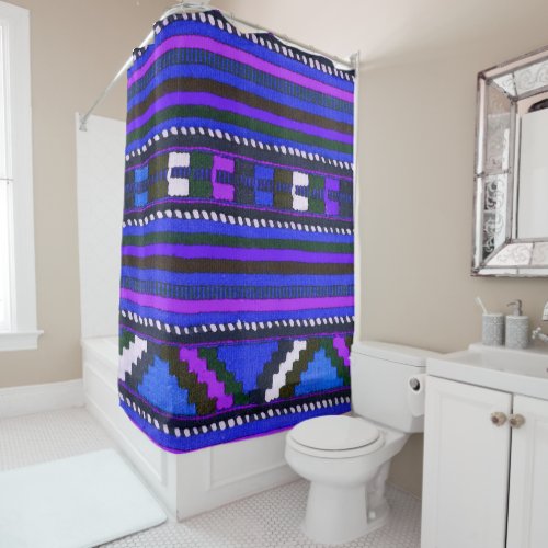 Native American Indian blue texture design Shower Curtain