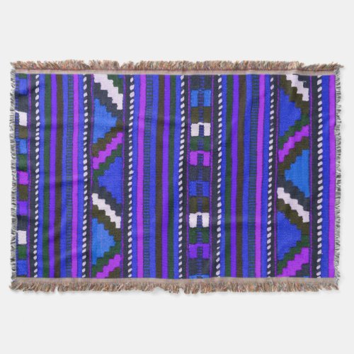 Native American Indian blue texture design Throw Blanket