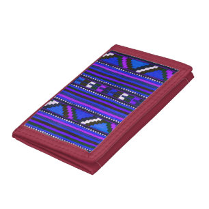 Native American Indian blue texture design Tri-fold Wallet
