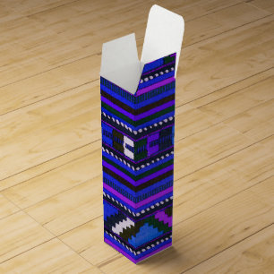 Native American Indian blue texture design Wine Gift Box