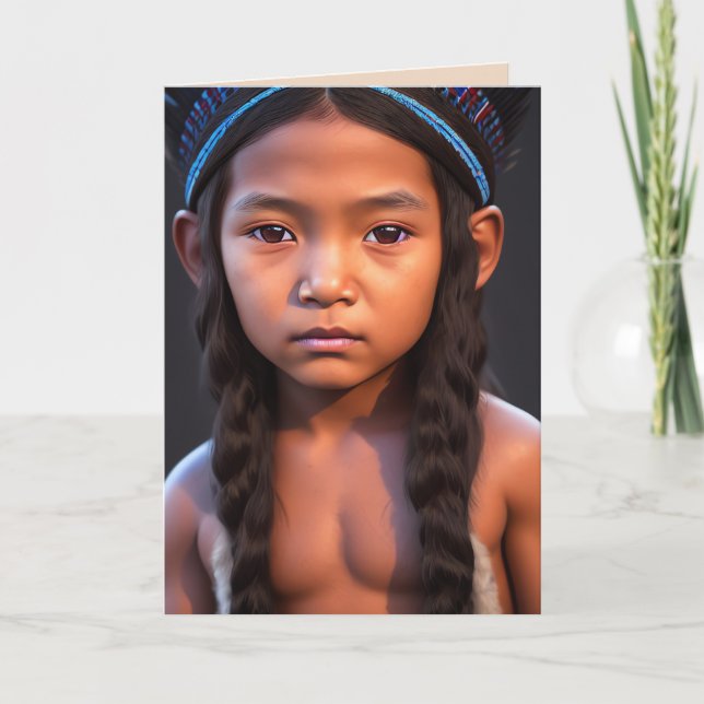 NATIVE AMERICAN INDIAN BOY ART BIRTHDAY CARDS (Front)
