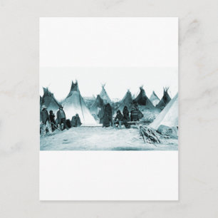 Native American Indian Camp 1890s Postcard