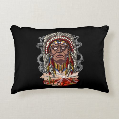 Native American Indian Chief Headdress Accent Pillow