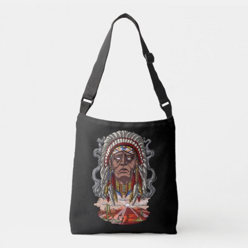 Native American Indian Chief Headdress Crossbody Bag