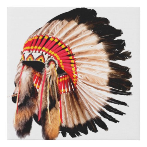 native american indian chief headdress indian chi faux canvas print