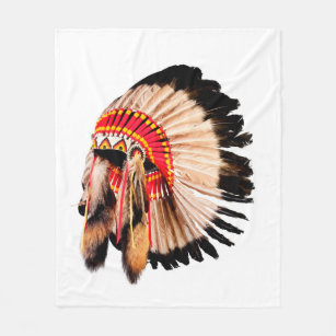 native american indian chief headdress (indian chi fleece blanket