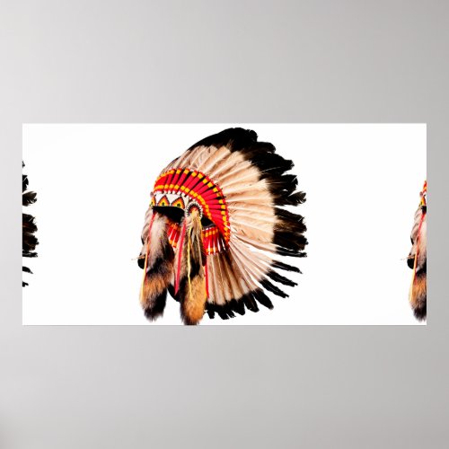 native american indian chief headdress indian chi poster