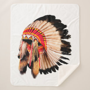 native american indian chief headdress (indian chi sherpa blanket