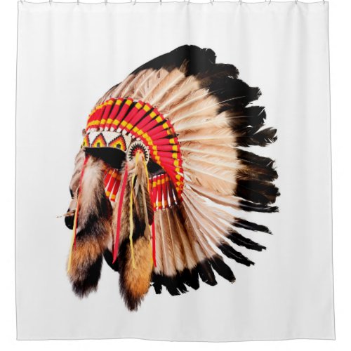 native american indian chief headdress indian chi shower curtain