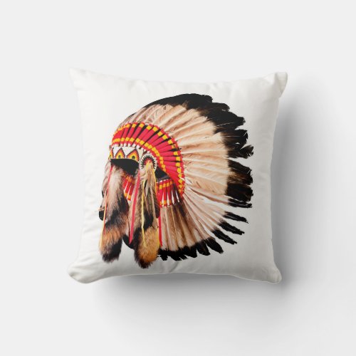 native american indian chief headdress indian chi throw pillow