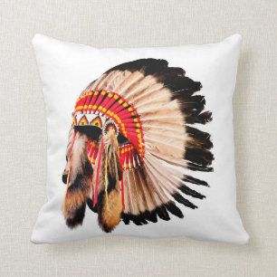 native american indian chief headdress (indian chi throw pillow