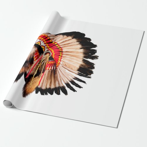 native american indian chief headdress indian chi wrapping paper