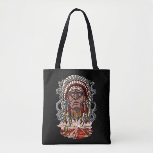 Native American Indian Chief Headdress Tote Bag