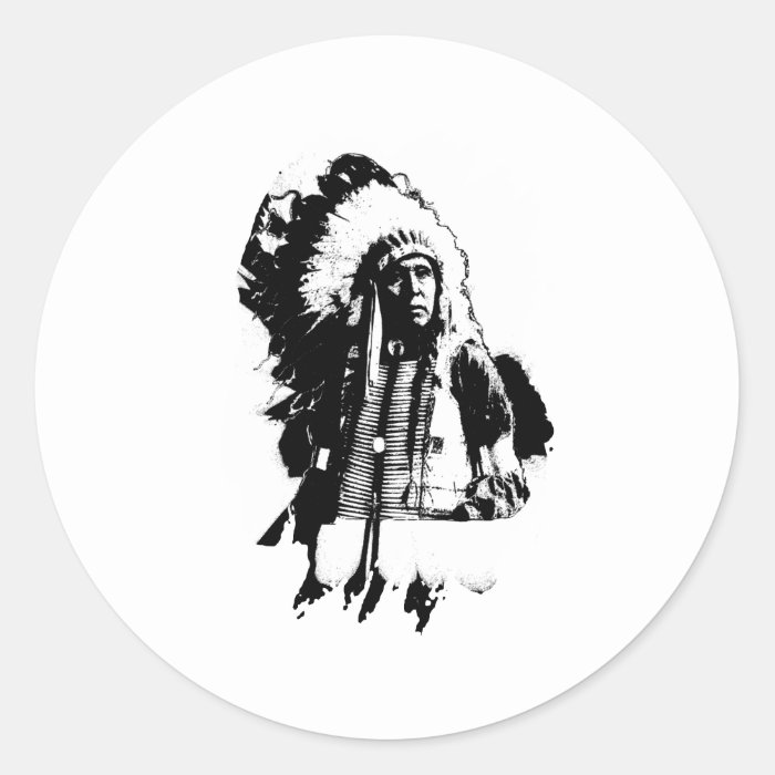 Native American Indian Chief or Brave Round Stickers
