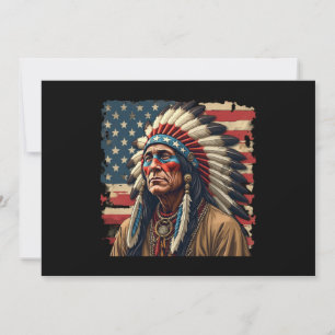 Native American Indian Chief Patriotic American Invitation