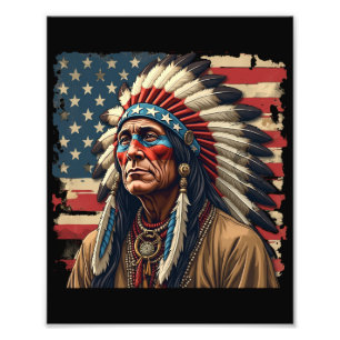 Native American Indian Chief Patriotic American Photo Print