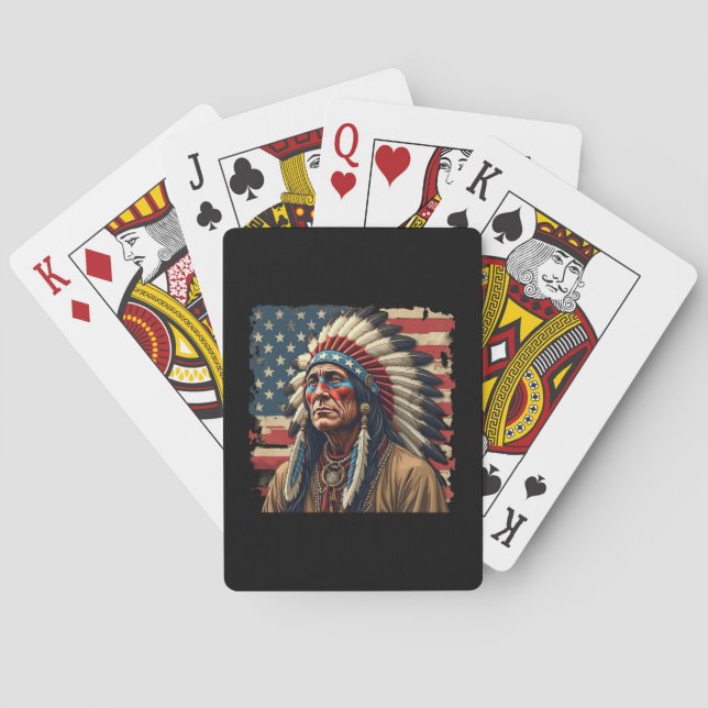 Native American Indian Chief Patriotic American  Poker Cards (Back)