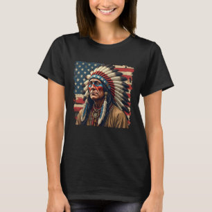 Native American Indian Chief Patriotic American  T-Shirt
