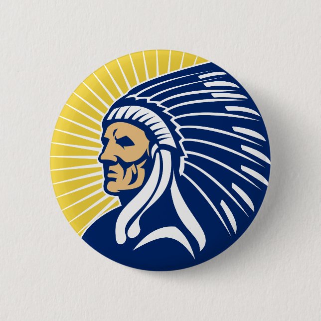 Native American Indian chief Pinback Button (Front)
