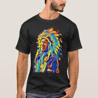 Native American Indian Chief Red Cloud Colorful  