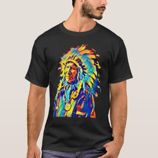 Native American Indian Chief Red Cloud Colorful T-Shirt