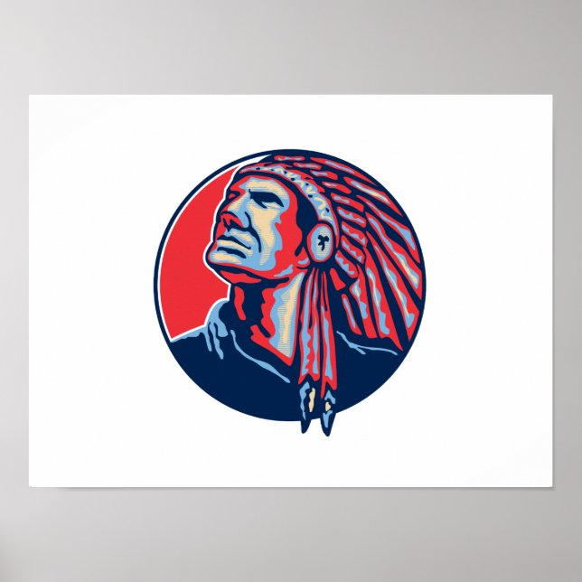Native American Indian Chief Retro Poster (Front)
