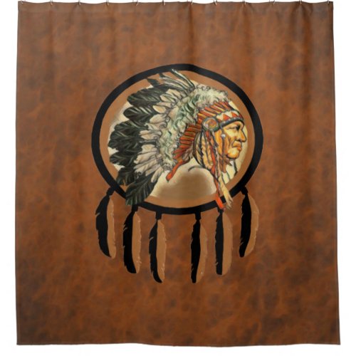 Native American Indian Chief Shower Curtain