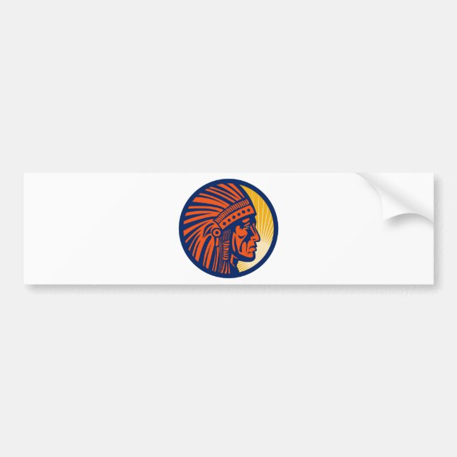 native american indian chief  side view bumper sticker (Front)