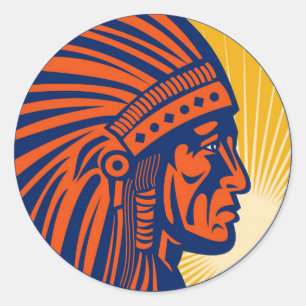 native american indian chief side view classic round sticker