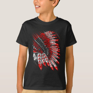 native american Indian Skull Sle Print T Shirt 