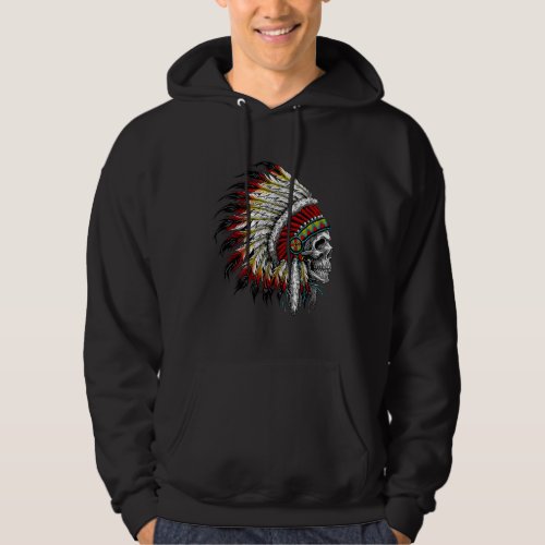 Native American Indian Chief Skull Motorcycle Hoodie
