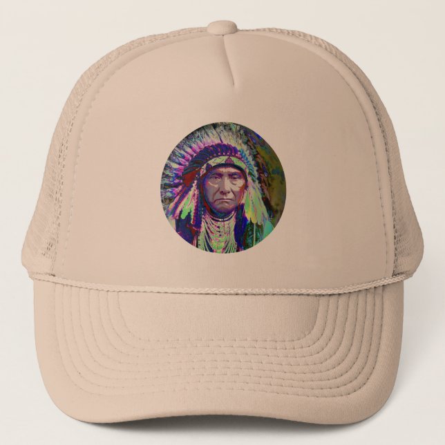 Native American Indian Chief Trucker Hat (Front)