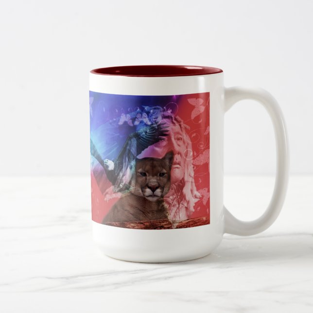 Native American Indian Chief Two-Tone Coffee Mug (Right)