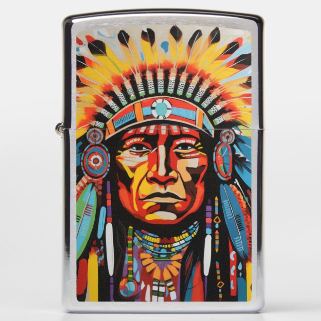 Native American Indian Chief Zippo Lighter (Front)