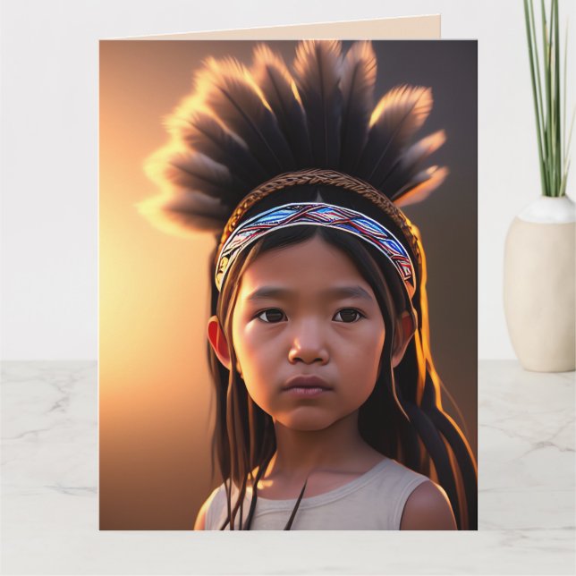 NATIVE AMERICAN INDIAN CHILD ART BIRTHDAY CARDS (Front)