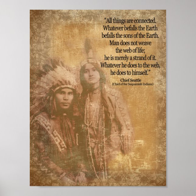 Native American Indian couple Chief Seattle quote Poster (Front)