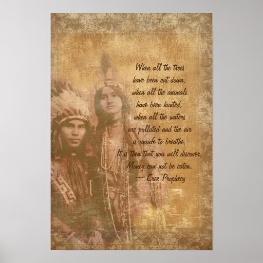 Native American Indian couple Cree Prophecy Poster