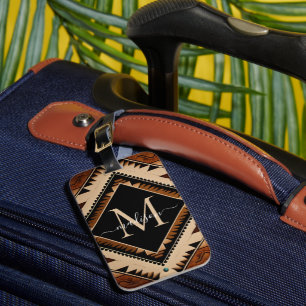 Native American Indian Culture Boho Style Monogram Luggage Tag