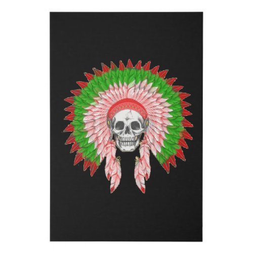 Native american indian featehrs skull silhoutte faux canvas print