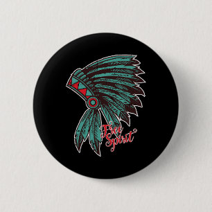 Native American Indian Free Spirit Awesome Hallowe Button
