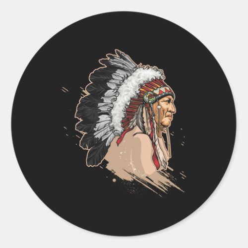 Native American Indian Headdress Classic Round Sticker