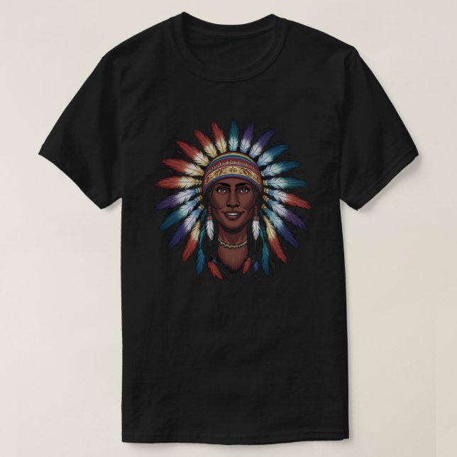 Native American Indian Headdress T-Shirt (Design Front)