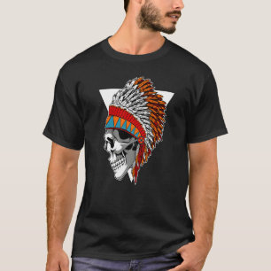 Native American Indian Heritage Skull Motorcycle H T-Shirt